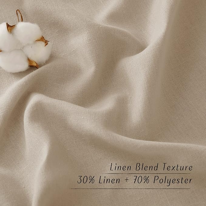 NICETOWN Linen Flax Semi Sheer Curtains 94" Length, Grommet Window Treatments Privacy Added with Light Penetration Vertical Drapes for Loft/Home Office, Taupe, W55 x L94, 2 Panels