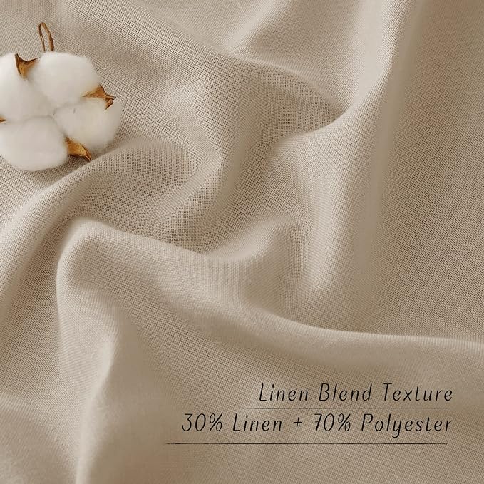 NICETOWN Privacy Light Filtering Linen Curtains & Drapes, Grommet Privacy Added Thick Flax Not See Through Retro Window Treatments for Bedroom/Living Room, Taupe, W55 x L84, 2 Panels