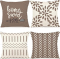 YCOLL Pillow Covers 20x20 Set of 4, Modern Sofa Throw Pillow Cover, Decorative Outdoor Linen Fabric Pillow Case for Couch Bed Car, Khaki