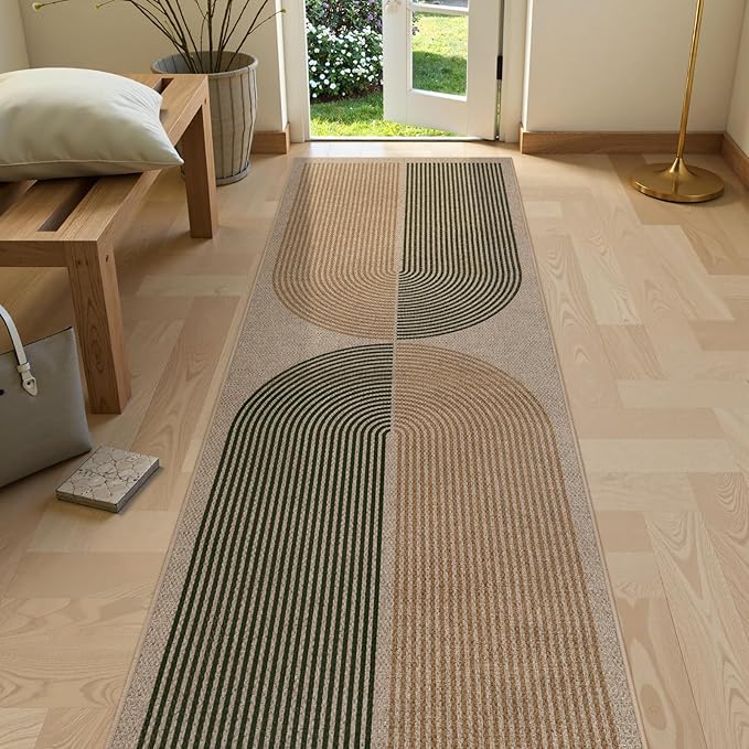 Lahome Enfys Modern Rainbow Easy Jute Rug, 2x8 Hallway Runner Washable Rugs for Entryway Farmhouse Kitchen Rug, Non Slip Indoor Outdoor Carpet Contemporary Throw Door Mat for Bedroom Porch