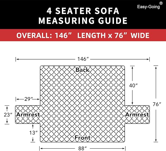 Easy-Going 4 Seater Sofa Slipcover Reversible Sofa Cover Water Resistant Couch Cover with Foam Sticks Elastic Straps Furniture Protector for Pets Children Dog Cat (XX-Large, Greyish Green/Beige)
