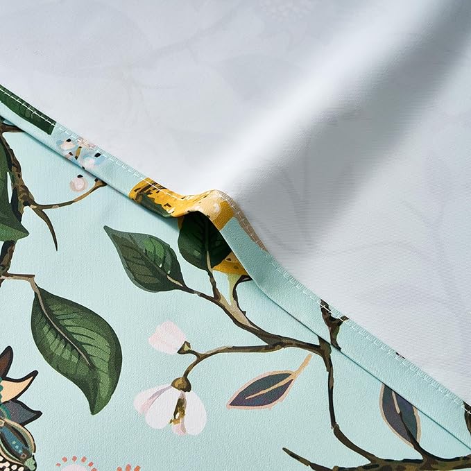 Topfinel Green Floral Curtains 84 Inches Long Vintage French Country Grommet Botanical Hummingbird Woodland Jungle Victorian Patterned Mint Green Lemon Drapes for Bedroom Dining Living Room