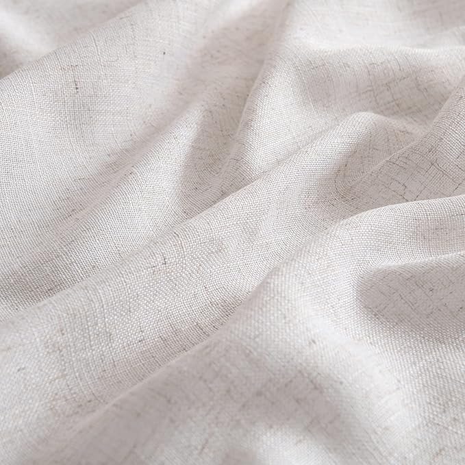 MIULEE White Linen Curtains 84 Inch Length for Bedroom Living Room, Soft Thick Linen Textured Window Drapes Semi Sheer Light Filtering Rod Pocket Back Tab Burlap Look Farmhouse Decor, 2 Panels