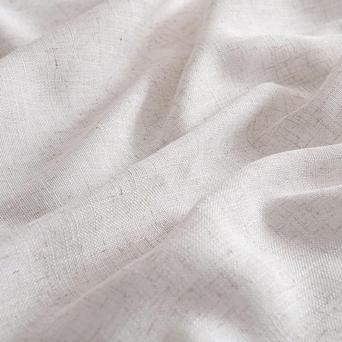 MIULEE White Linen Curtains 84 Inch Length 2 Panels for Bedroom Living Room, Soft Thick Linen Textured Natural Window Drapes Semi Sheer Light Filtering Back Tab Rod Pocket Burlap Look Decor