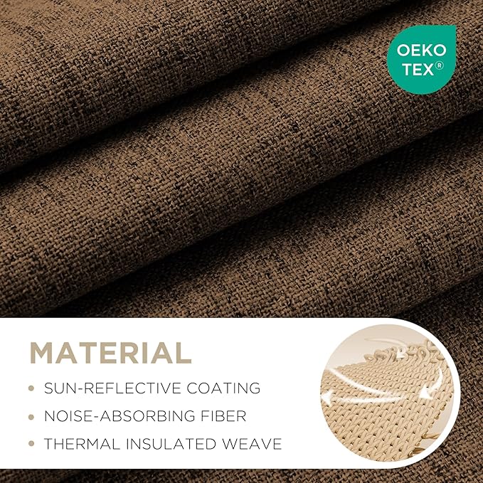 Joydeco Linen Blackout Curtains for Bedroom - 100% Light Blocking 1 Panels, Cappuccino Drapes 100" W x 90" L, Thermal Insulated Room Darkening Curtains for Living Room, Rod Pocket & Back Tabs