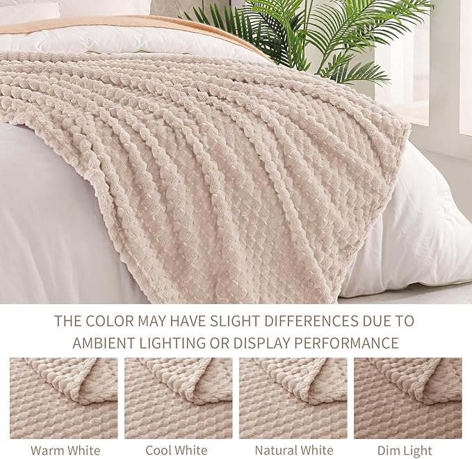 Exclusivo Mezcla Fleece King Blanket for Bed, Extra Large Fuzzy Camel Bed Blankets, Soft Cozy Plush Sofa Throws for All Seasons, 90x104 Inches