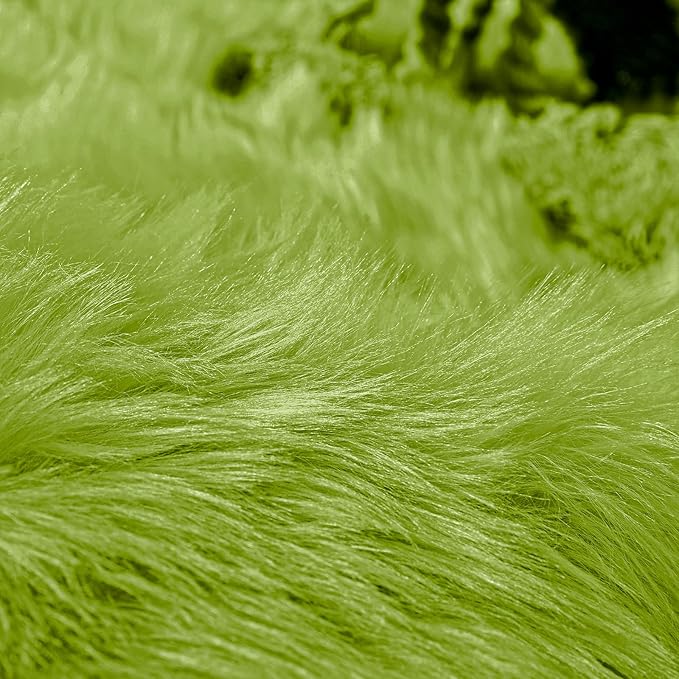 Goolela Lime Green Sheepskin Rug 2x6 Fluffy Fuzzy Furry Runner for Bedroom Bedside Soft Faux Fur Shaggy Sheepskin