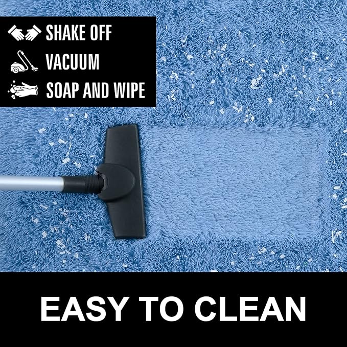 LOCHAS Ultra Soft Indoor Modern Area Rugs Fluffy Living Room Carpets for Children Bedroom Home Decor Nursery Rug 5.3x7.5 Feet, Cobalt Blue