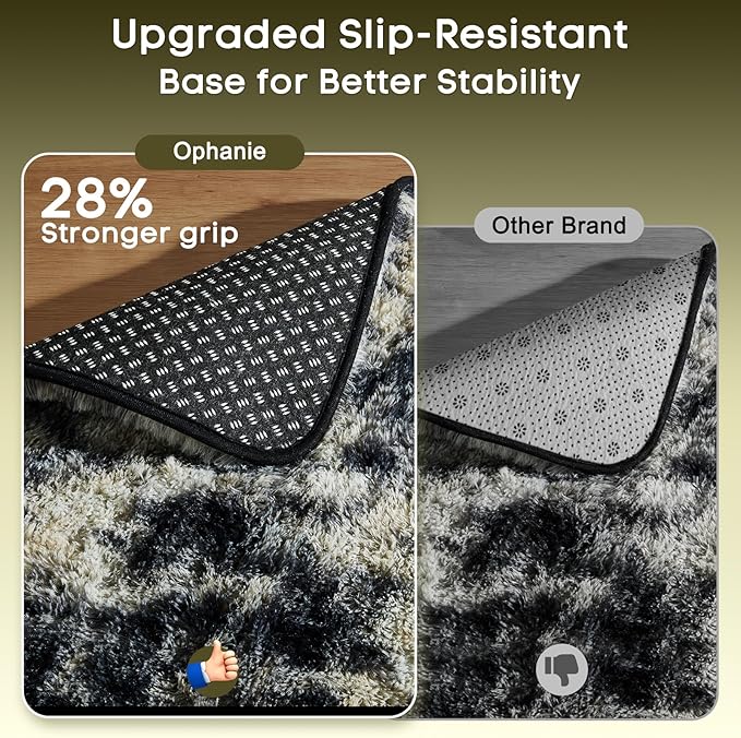 Ophanie Black Gold and Grey Area Rugs for Living Room 9x12, Fluffy Shag Large Fuzzy Plush Soft Carpets, Floor Shaggy Rugs for Bedroom, Carpet for Kids Boys Girls Dorm Nursery Home Decor Aesthetic
