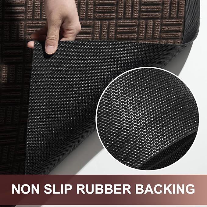 Mibao Front Door Mat, Heavy Duty Durable Welcome Mat for Outdoor Indoor, Dirt Trapper Waterproof Super Absorbent Door Mat for Entryway Outside Patio Porch, 61.5" x 36", Coffee