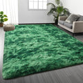 Shag Area Rug, 4 X 6 Tie-Dyed Plush Fuzzy Rugs for Living Room, Ultra Soft Fluffy Furry Rug for Bedroom, Indoor Carpet Nursery Rugs for Kids Room Home Decor, Tie-Dyed Emerald Green
