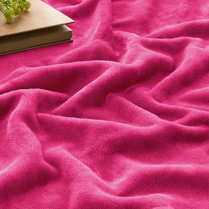 BEDELITE Fleece Blankets Queen Size Hot Pink Throw Blankets for Bed, Luxury Plush Cozy Fuzzy Blanket 90x90 inches, Super Soft Warm Lightweight Throw Blanket All Seasons Suitable