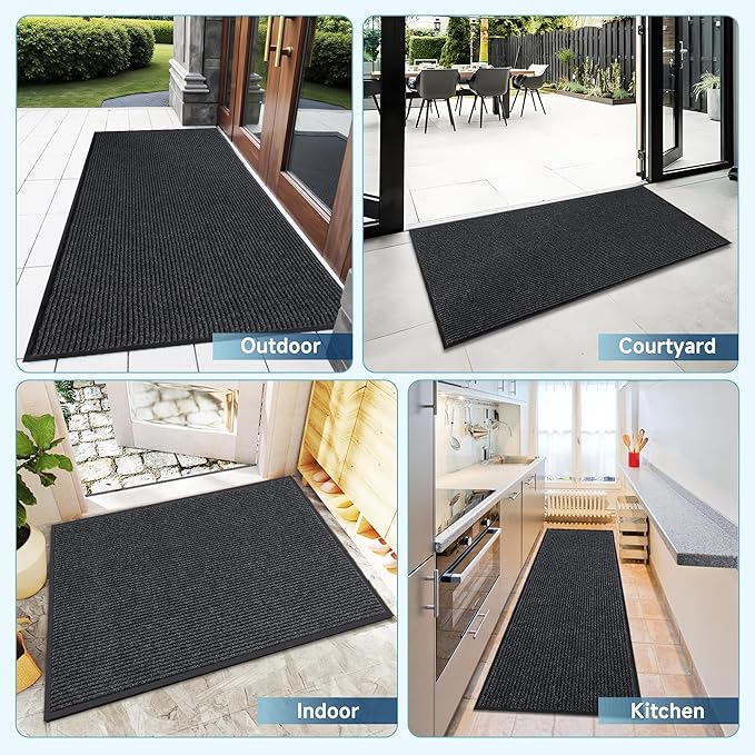BesWin Indoor Outdoor Door Mat, 6'x4' Extra Large Front Doormat Outside Entrance, Non Slip Rubber Backing Commercial Floor Mats for Entryway, High Traffic Area, Heavy Duty, Waterproof, Easy to Clean