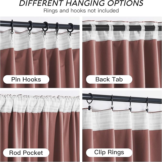 RYB HOME Dusty Pink Velvet Curtains 84 inch, Room Darkening Window Curtains for Living Room Energy Efficient Backdrop Festival Decor for Girls Bedroom, Wild Rose, W52 x L84 inch, 2 Panels