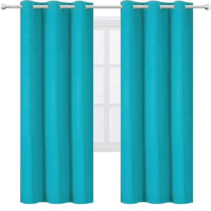 LEMOMO Teal Thermal Blackout Curtains/42 x 72 Inch/Set of 2 Panels Room Darkening Curtains for Bedroom