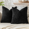 MIULEE Pack of 2 Couch Throw Pillow Covers 18x18 Inch Black Modern Boho Accent Decorative Pillow Covers Soft Chenille Farmhouse Cushion Covers for Home Decor Bed Sofa Living Room