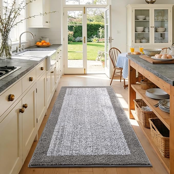 48x32 Large Bathroom Rugs Washable Non Slip, Light Grey Bath Mat for Bathroom Floor Tub, Soft Absorbent Quick Dry Mats for Shower, Bathtub,Home Decor