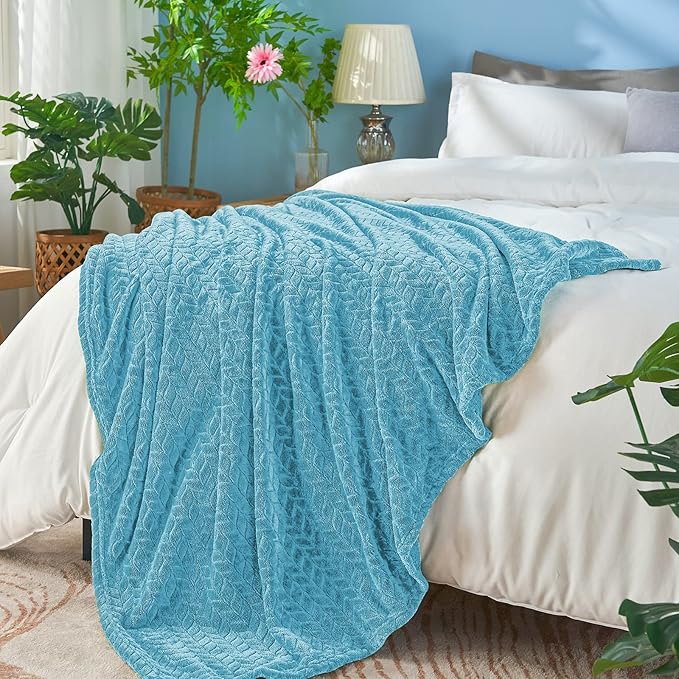 inhand Blue Throw Blanket, Super Soft Flannel Cozy Blankets & Throw for Adults, Lightweight Fuzzy Blanket, Warm Plush Blankets for All Season 50×60 Inches