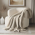EVERGRACEHOME Chunky Chenille Knit Throw Blanket for Couch, Soft Luxurious Moss Stitch Blankets for Bed, Cozy Decorative Farmhouse Knitted Throws for Sofa, Warm Gray, 50" x 60"