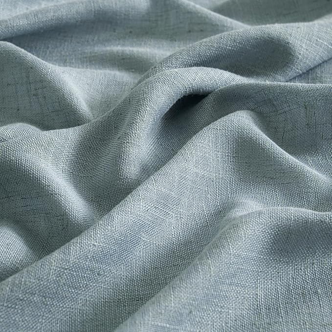 MIULEE Dusty Blue Linen Curtains 96 Inch Long 2 Panels for Bedroom Living Room, Soft Thick Linen Textured Window Drapes Semi Sheer Light Filtering Rod Pocket Back Tab Light Blue Burlap Look Decor