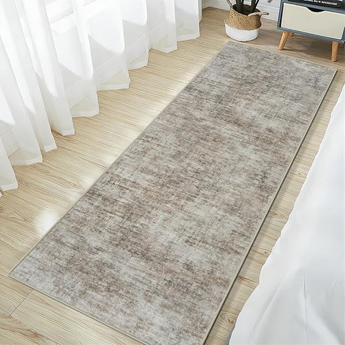 2'6''x8' Runner Rugs Washable Rug: Modern Abstract Living Room Rug Soft Anti-Skid Thin Carpet Indoor Floor Non-Shedding Carpets for Bedroom Dining Room Farmhouse Nursery Home Office Brown Black