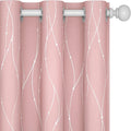 Deconovo Pink Curtains, Blackout Drapes, Thermal Insulated Soundproof Curtain, Silver Wave Dots Print, 45 x 45 Inch Long, Machine Washable Window Panels for Girls Bedroom Living Room Kitchen, Set of 2