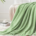 BEDELITE Fleece Throw Blanket for Couch – 3D Ribbed Jacquard Soft and Warm Decorative Fuzzy Blanket – Cozy, Fluffy, Plush Lightweight Sage Green Throw Blankets for Bed, Sofa, 50x60 inches