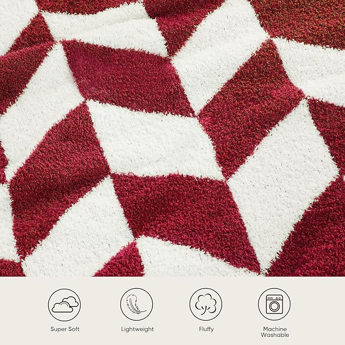 Snuggle Sac Chevron Red Throw Blanket for Couch, Super Soft Christmas Blankets Cozy Knit Fuzzy Plush Lightweight Throws for Sofa, Bed, Red,50x60 inches