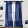 Nanspring Classic Blue Linen Curtains 108 Inches Long for Living Room Bedroom 2 Panels Set Extra Long Back Tab Curtain Light Filtering Sheer Drapes Floor to Ceiling Curtain for Large Windows 52x108
