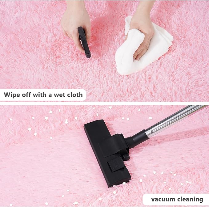 4x4.6 Feet Pink Hexagon Rugs for Princess Tent, Ultra Soft Fluffy Hexagon Area Rug for Bedroom, Cute Shag Rugs for Girls Room, Fuzzy Plush Carpet for Kids Room Tent Castle Home Decor