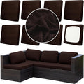 8Pcs Outdoor Cushion Covers, Patio Cushion Covers,Stretch Elastic Slipcovers, Replacement Washable Furniture Protector for Patio Couch,Thick Jacquard Textured Twill Fabric(Coffee,Cover Only)