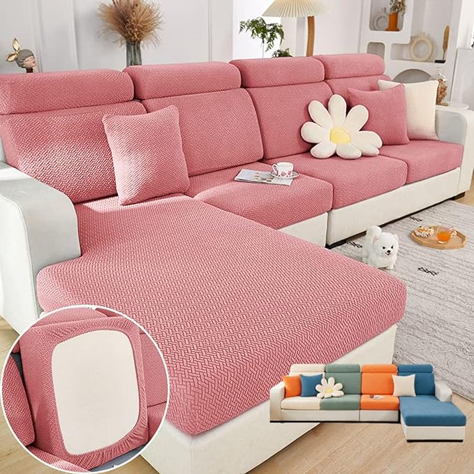 Soothing Home Sofa Covers, Sofa Hero Covers, Wear-Resistant Universal Couch Covers Washable Stretch Sectional Couch Cushion Covers (Pink,Extra Large Seat Cover)