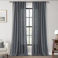 Dark Gray Curtains for Living Room Back Tab Modern Farmhouse Semi Sheer Gray Curtains 102 inches Long 2 Panels Set Muted Neutral Window Curtain for Dining Room Bedroom 52x102
