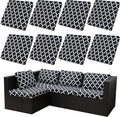8Pcs Stretch Patio Cushion Covers,Outdoor Couch Covers Replacement,Outdoor Couch & Sofa Slipcovers,for Patio Furniture Cushion Covers,Washable Reusable urniture Protector(Lingge Grey,8PCS)