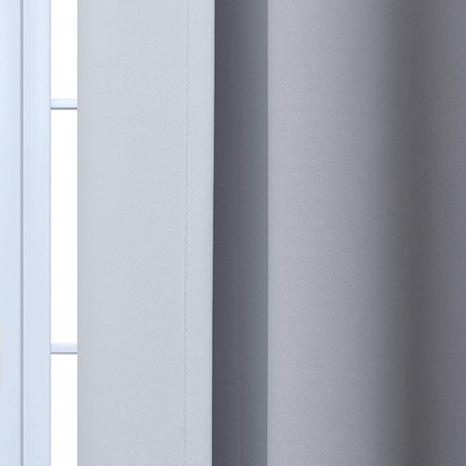 Yakamok Room Darkening Ombre Curtains 45 Inch Length, Black and Greyish White Thermal Insulated Gradient Color Curtains,Light Blocking Grommet Window Drapes for Bedroom,42 Inch Width,2 Panels