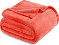 Exclusivo Mezcla Fleece Blanket Twin Size for Bed, Super Soft and Warm, All Season, Cozy, Plush, Lightweight, 90x66 Inches, Coral Orange