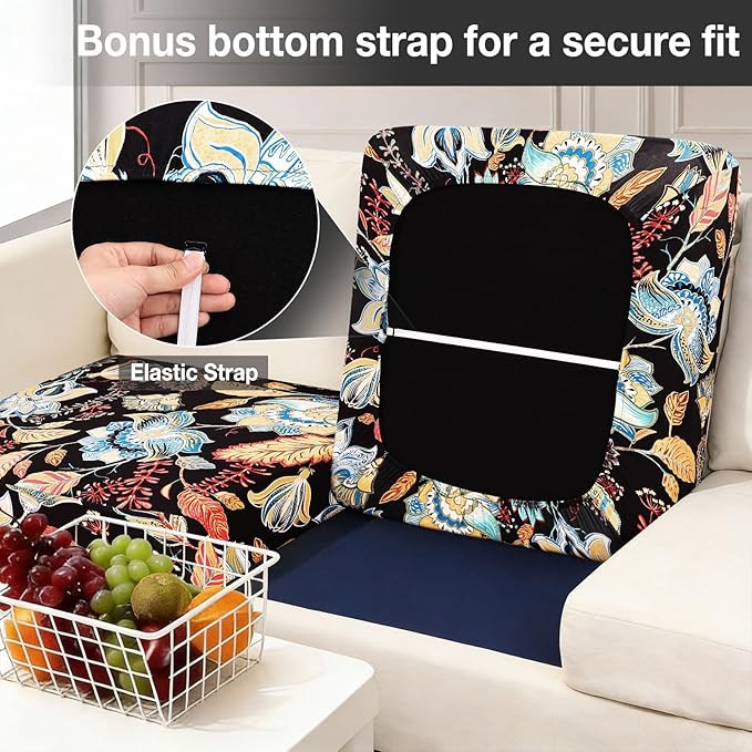 hyha 8Pcs Patio Cushion Covers, Stretch Outdoor Couch Cushion Covers Replacement, Washable Outdoor Chair/Sofa Slipcovers for Patio Furniture Cushions Protector with Elastic Bottom(Floral,Cover Only)