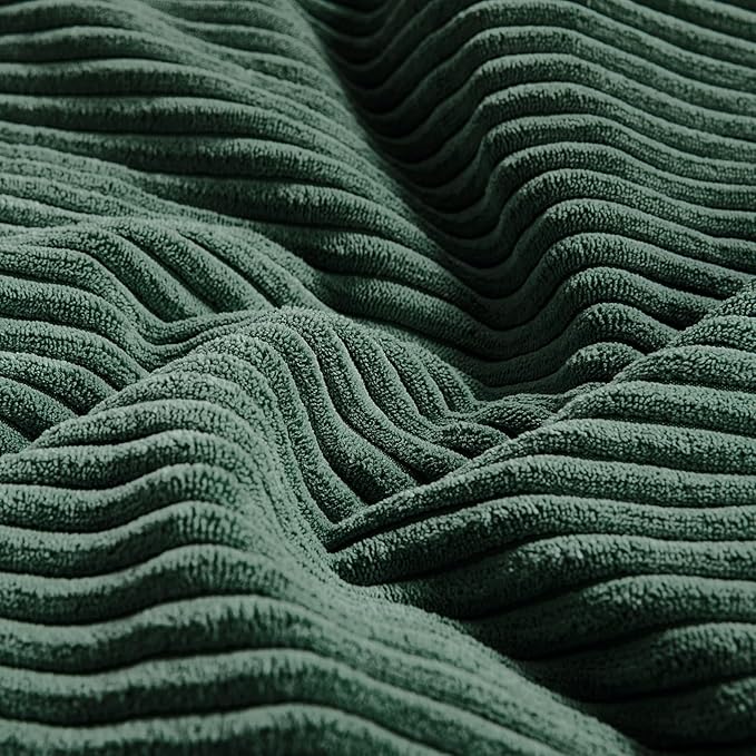 Fancy Homi Set of 2 Dark Green Lumbar Decorative Throw Pillow Covers 16x32 Inch for Living Room Couch Bed, Boho Farmhouse Forest Green Home Decor, Soft Corduroy Corss Patchwork Cushion Case