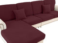 Couch Cushion Chaise Lounge Cover Washable Separate Seat Chaise Couch Cover Stretch Sectional Sofa Slipcover (1 Piece for Chaise or Sofa 3-Seater, Burgundy)