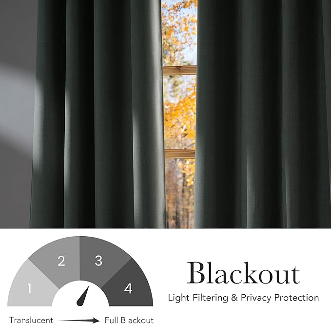 NICETOWN Faux Linen Sage Green Blackout Curtains 84 inches Long for Living Room - Privacy Panels for Bedroom, Modern Farmhouse Style Easy Care Grommet Top, 2 Panels, W52 by L84