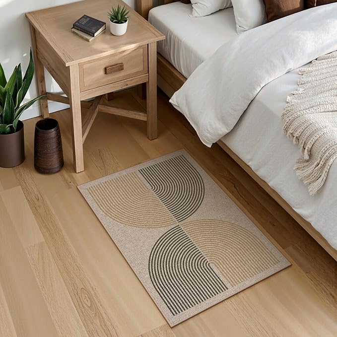 Lahome Enfys Rainbow Easy Jute Rug, 2x3 Entryway Rug Indoor Outdoor Front Door Mat, Farmhouse Neutral Non Slip Non Shedding Washable Kitchen Mats for Floor Foyer