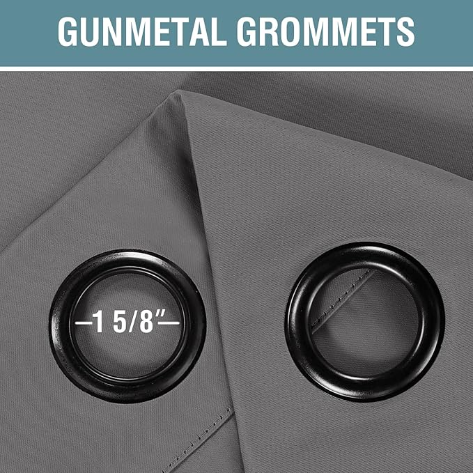 H.VERSAILTEX Thermal Insulated Innovated High Density Microfiber Home Fashion Grommet Blackout Curtains and Tie Backs