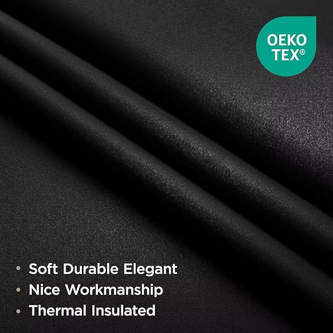 Joydeco Blackout Curtains 90 Inches Long 2 Panels Set, Thermal Insulated Long Curtains& Drapes 2 Burg, Room Darkening Drapes for Bedroom Living Room (Black, W37 x L90 Inch)
