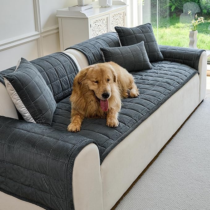 Couch Covers for Dogs Washable, Non Slip Couch Covers for Loveseat Sofa Pet Friendly, Soft Fuzzy Sofa Covers for Pet, Dog Couch Cover Furniture Protector(1PC,Dark Grey,27.6"x70.9")
