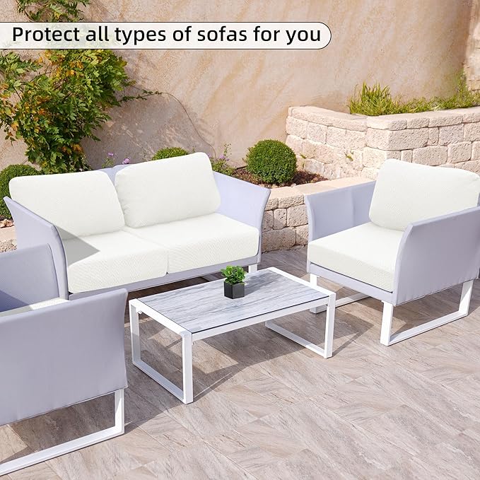 Outdoor Cushion Covers Set,8PCS Patio Furniture Couch Seat Slipcovers, Replacement for Sofa Sectional Chair(Cover，Only)