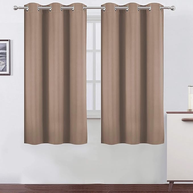 LEMOMO Cappuccino Blackout Curtains 38 x 54 Inch Length/Set of 2 Curtain Panels/Thermal Insulated Room Darkening Blackout Curtains for Bedroom