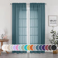 OWENIE Teal Sheer Curtains 84 inches Long 2 Panels Set, Light Filtering Rod Pocket Fimly Sheer Curtains with Soft Touch for Bedroom Living Room, Dusty Blue Farmhouse Curtains, Each 42Wx84L inch
