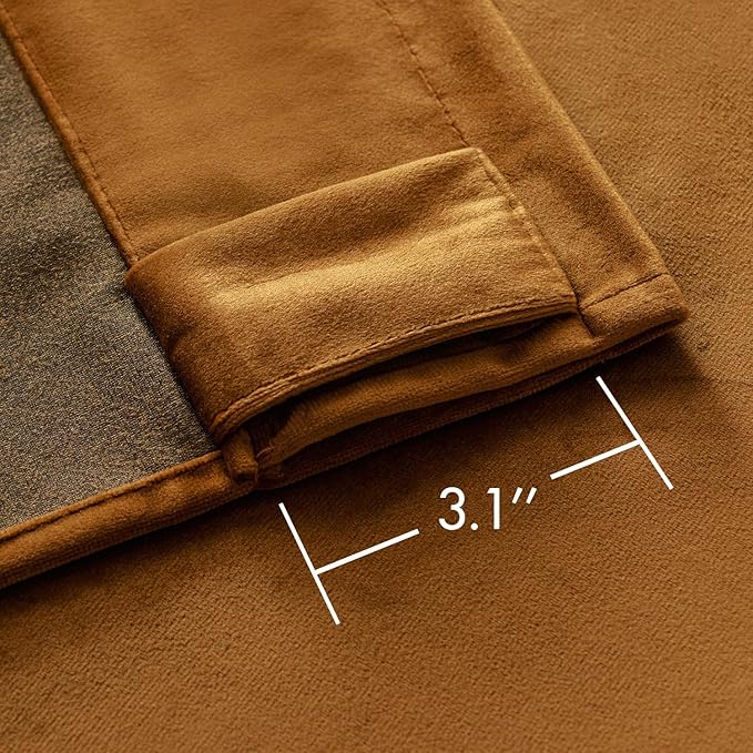 MIULEE Velvet Curtains 84 inches - Luxury Brown Blackout Curtains for Bedroom Living Room Thermal Insulated Super Soft Window Drapes Rod Pocket & Back Tab, Gold Brown, W52 x L84 inches, 2 Panels