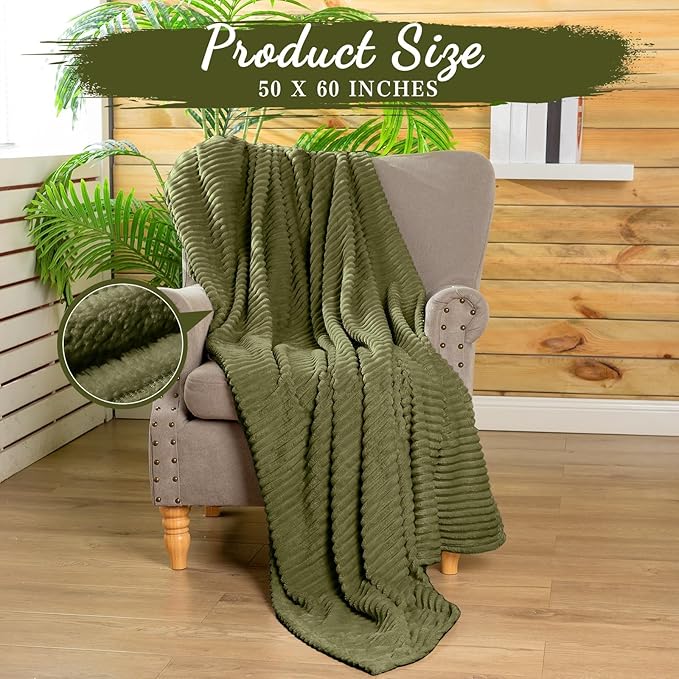 Buryeah 6 Pcs Flannel Throw Blanket Bulk 50 x 60 in Sleepover Blanket Outdoor Wedding Throw Lightweight, Oeko-tex Standard 100 Certified for Sofa Homeless Gifts (Army Green)