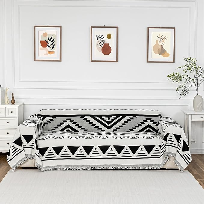 MYSKY HOME Couch Cover for Sectional Sofa Set Boho Geometric Furniture Sofa Cover Washable for Dog Cat Pets Couch Cover 3 Seat Sofa Chenille Couch Protector Multi-Use Couch Covers Blanket,71" X134"